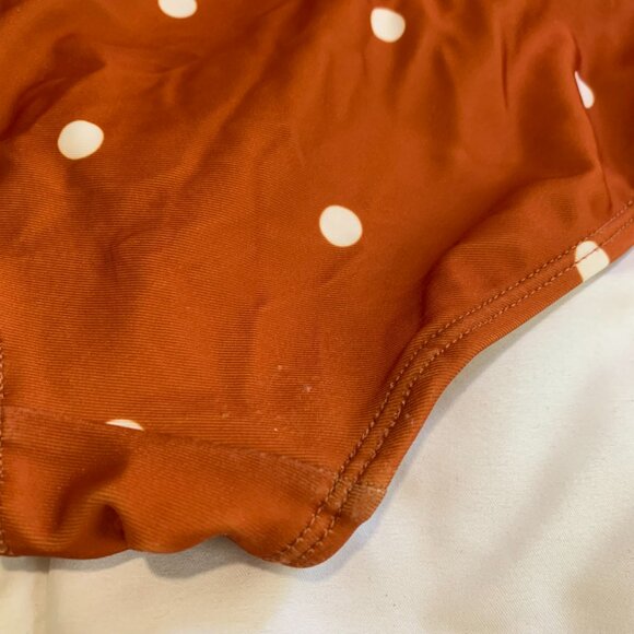 Roolee Mommy & Me Rust Polka Dot Swimsuit Set (M, 6/7, 4/5, 2T) - Picture 6 of 14